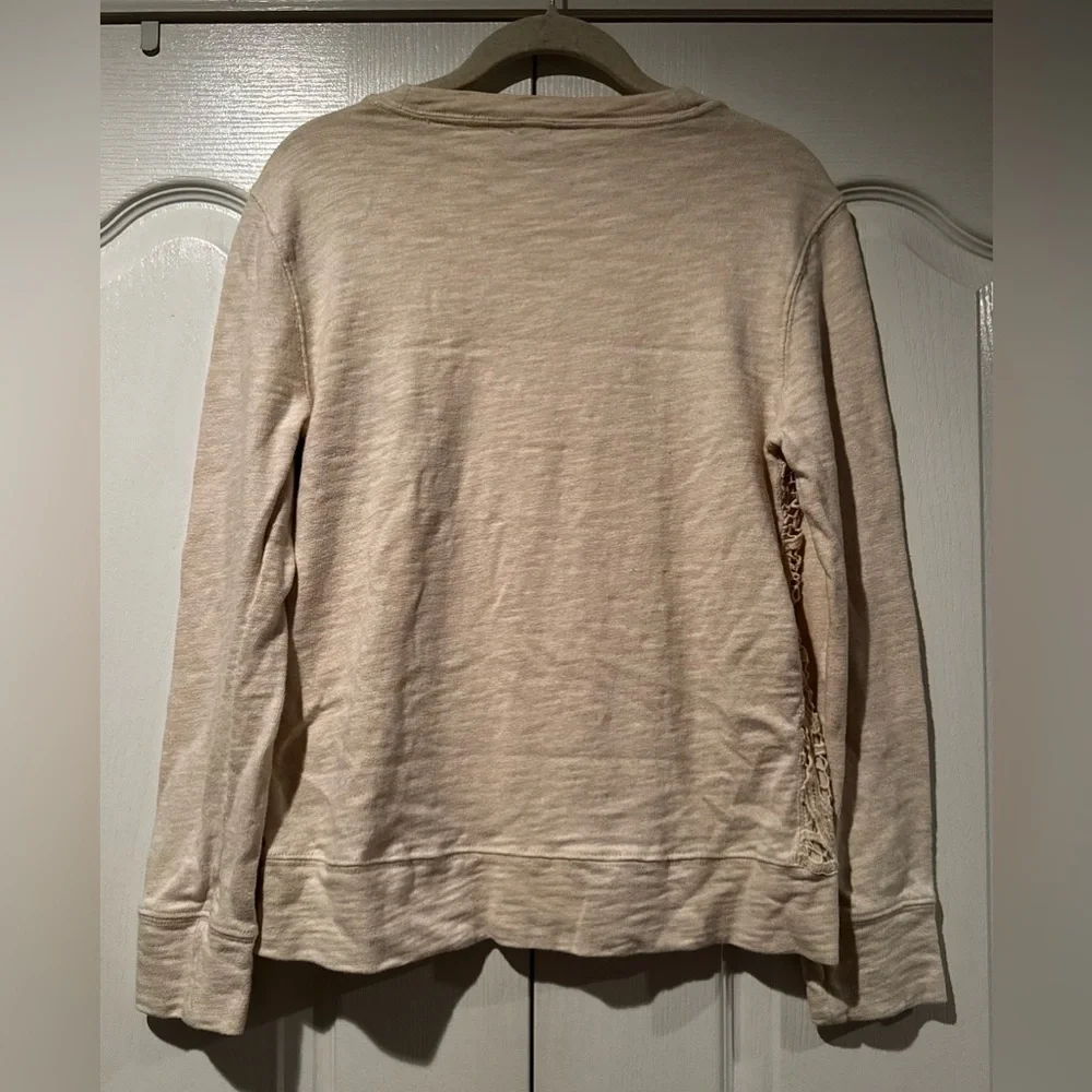 J. Crew Beige Cotton Lace Crewneck Sweater - Size M